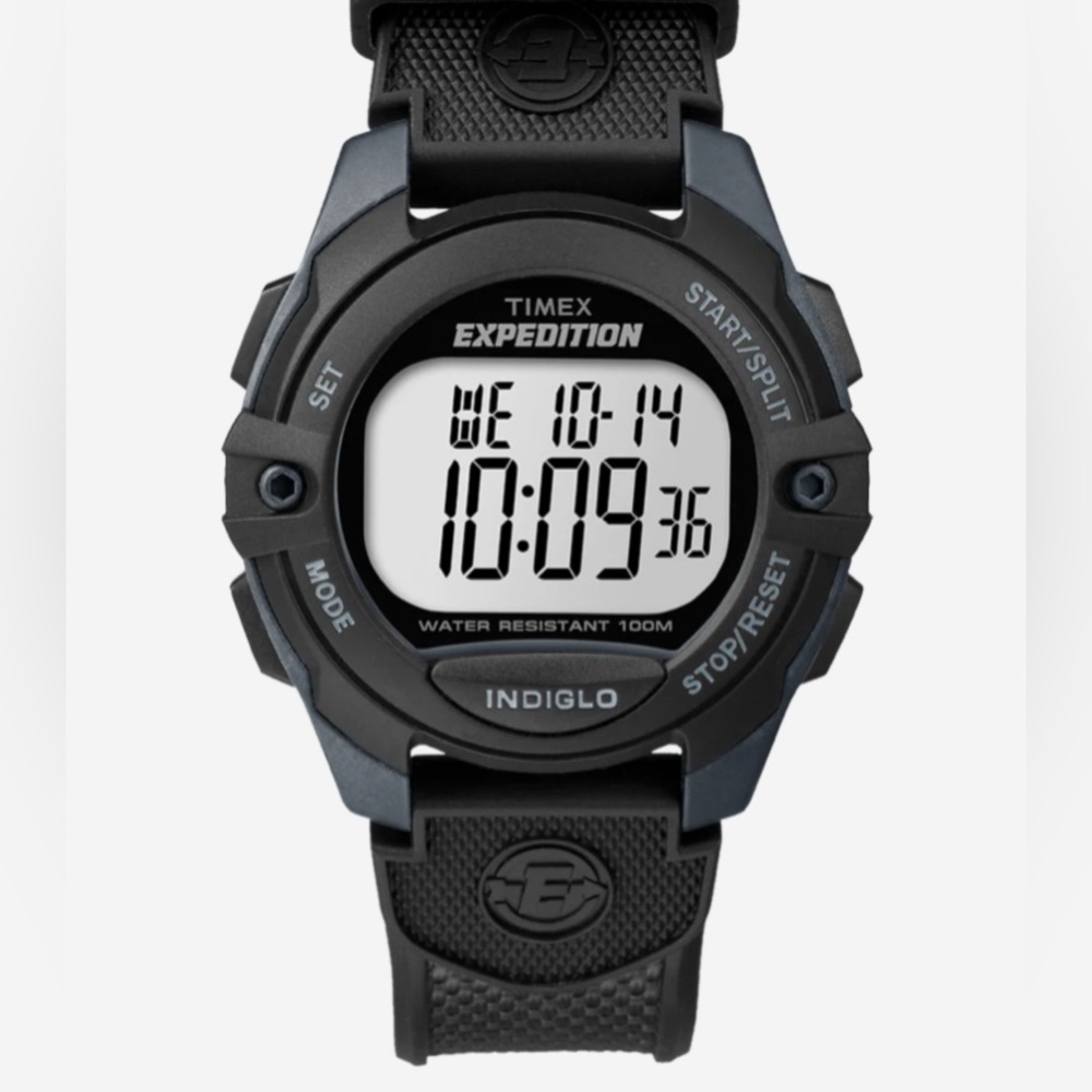 NWT Expedition Chrono-Alarm-Timer 41mm Fabric Strap Watch in Black/Gray/Digital